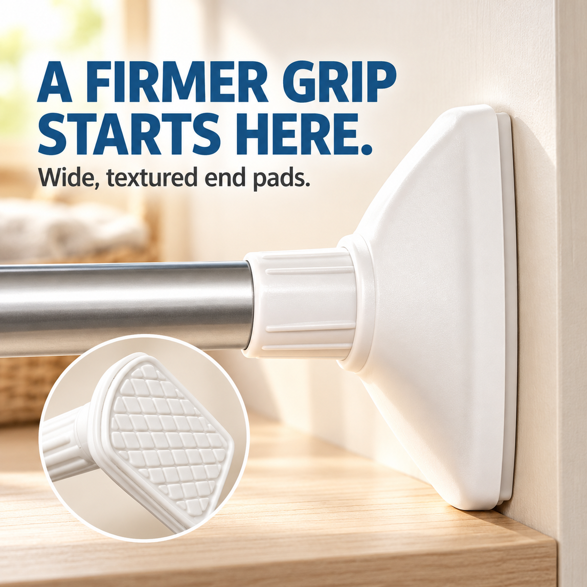 Drill-Free Adjustable Tension Rod – No Holes, No Damage, Instant Install