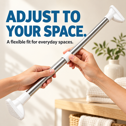 Drill-Free Adjustable Tension Rod – No Holes, No Damage, Instant Install