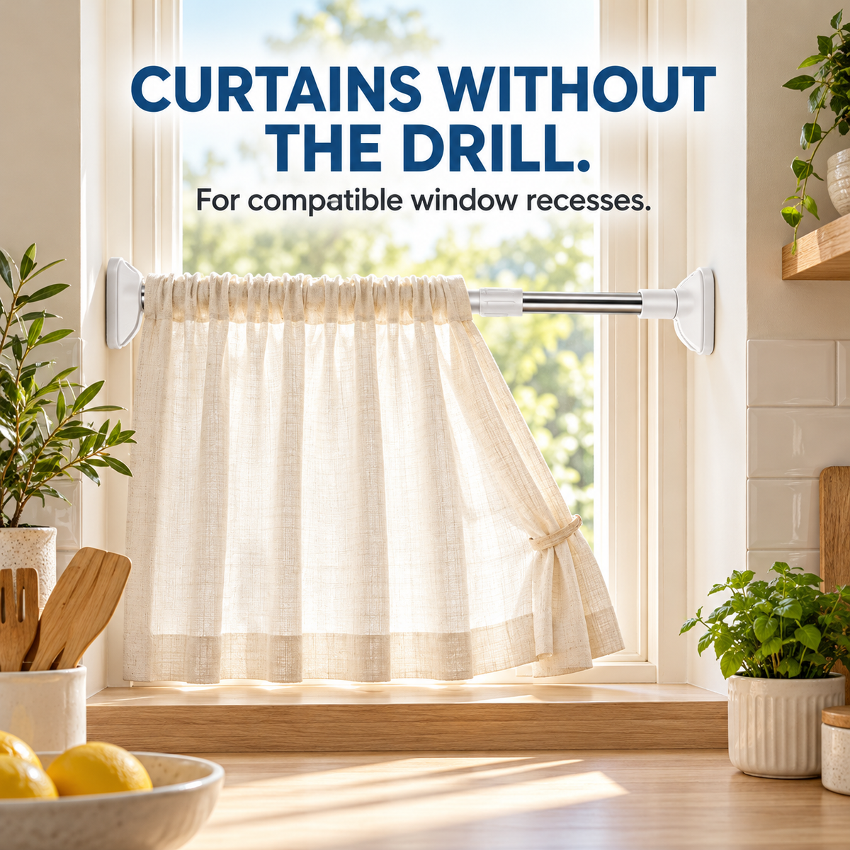 Drill-Free Adjustable Tension Rod – No Holes, No Damage, Instant Install