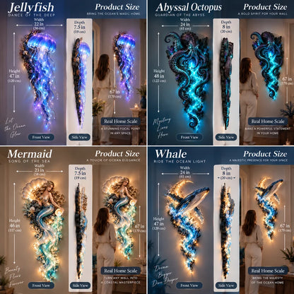 🌊✨ Enchanted Ocean Legends™ Lighted Wall Décor Collection 🐋🧜‍♀️