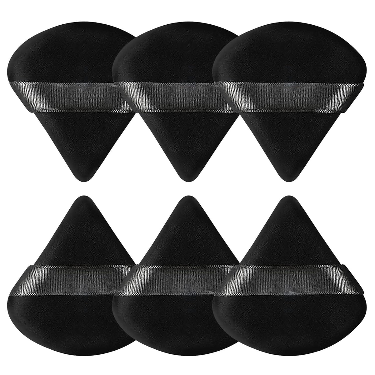 6 Pcs Powder Puff, Face Soft Triangle Makeup Puff Velour Makeup Sponge for Loose Powder (Black)
