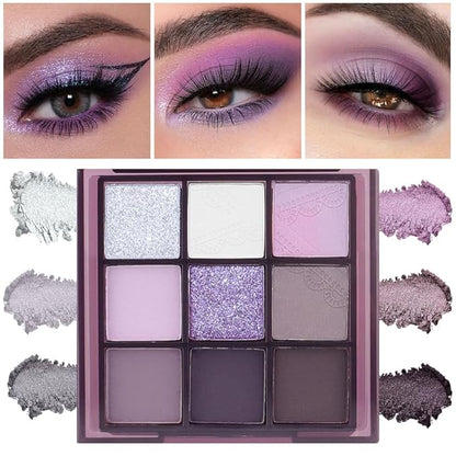 Purple Silver Eyeshadow Palette - Matte & Shimmer
