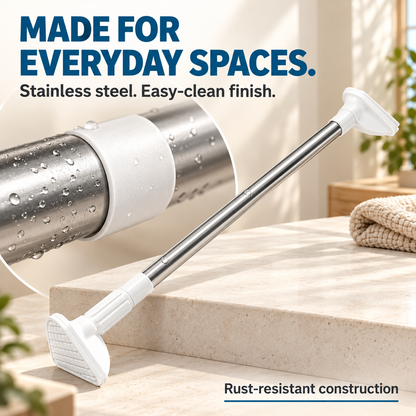 Drill-Free Adjustable Tension Rod – No Holes, No Damage, Instant Install