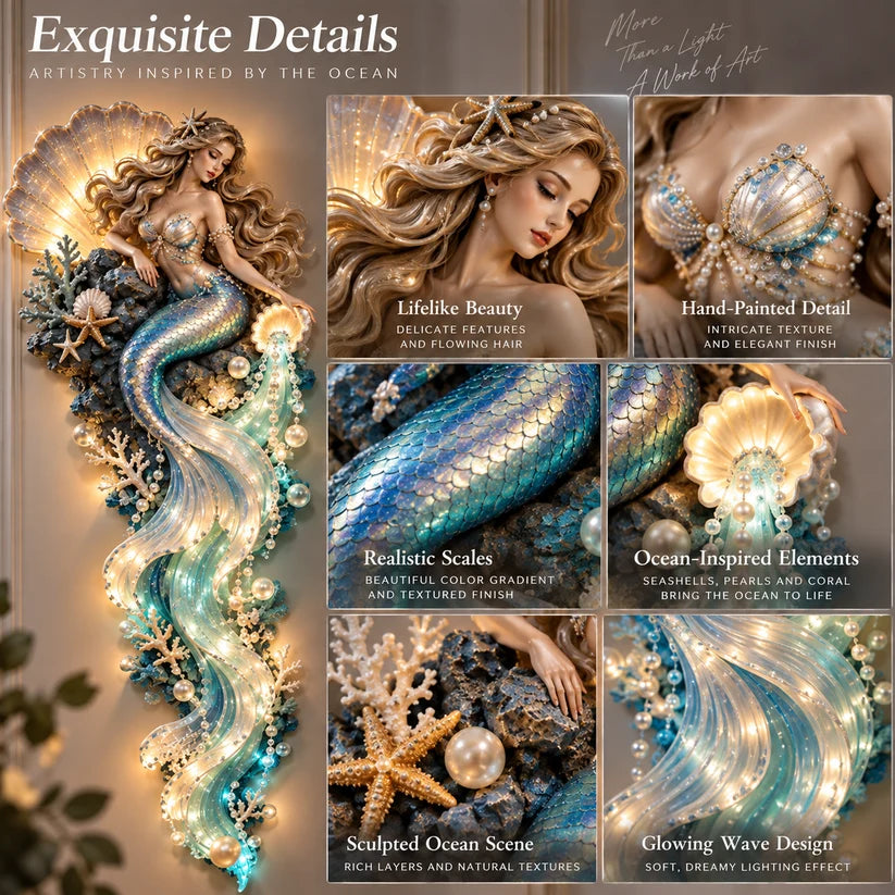🌊✨ Enchanted Ocean Legends™ Lighted Wall Décor Collection 🐋🧜‍♀️