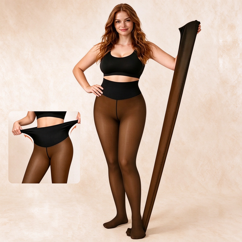 Women Fleece Lined Tights Body Slimming Leggings Sheer Fake Translucent Pantyhose 🧦
