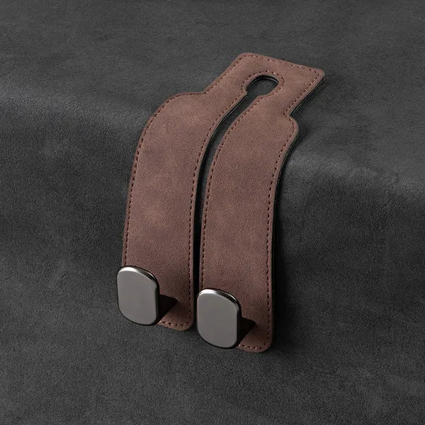 Brown double hook car seat organizer