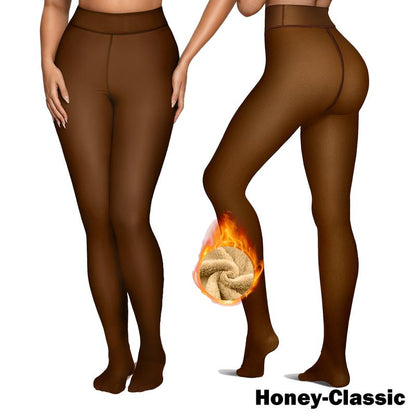 Women Fleece Lined Tights Body Slimming Leggings Sheer Fake Translucent Pantyhose 🧦