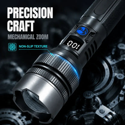 🔦 High-Power Rechargeable Zoom Flashlight – 2000LM, Power Bank & Digital Battery Display