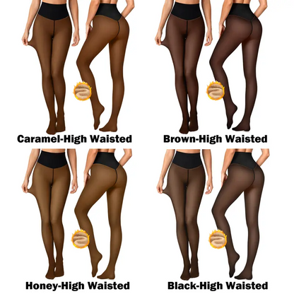 Women Fleece Lined Tights Body Slimming Leggings Sheer Fake Translucent Pantyhose 🧦